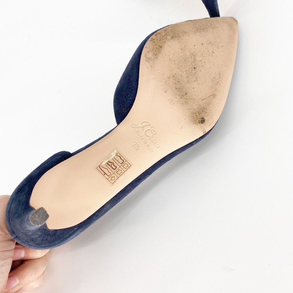 J. Crew Lucie Italian Leather D’Orsay Heels Pumps Navy Blue Size 9.5 - Picture 5 of 6
